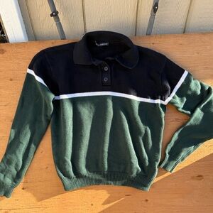 Brandy Melville - Green, White and Black Cardigan Sweater - 100% Cotton